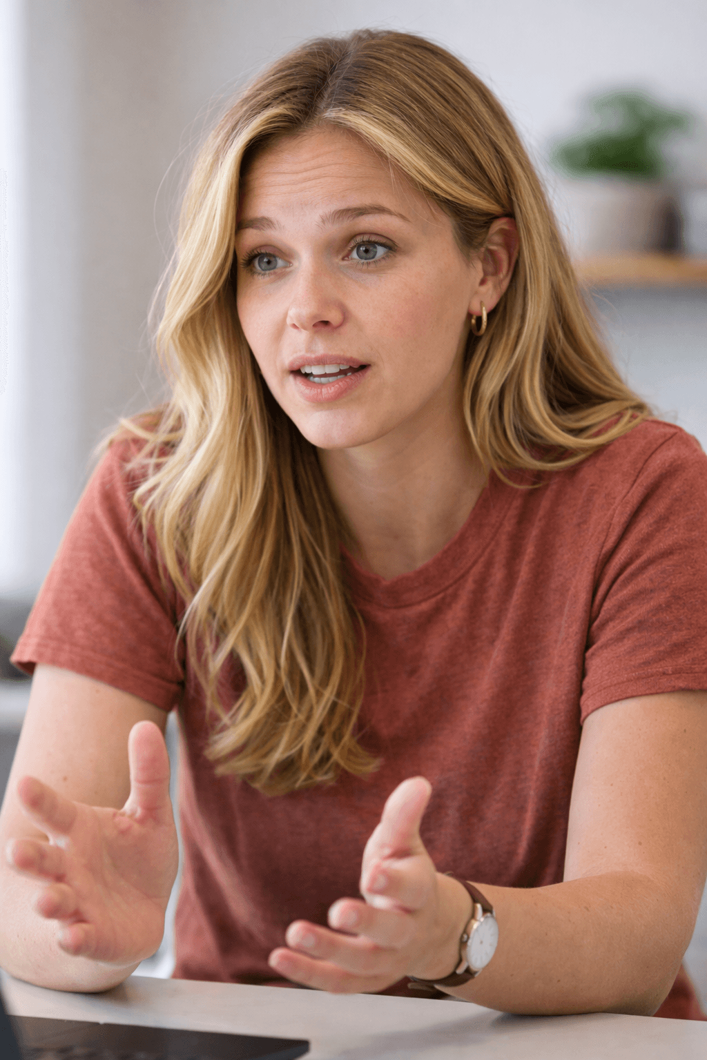 Sales professional on video call